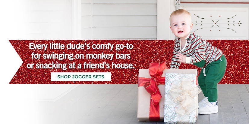 Every little dude's comfy go-to for swinging on monkey bars or snacking at a friend's house.